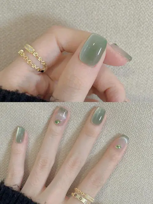 薄荷绿美甲最新款式