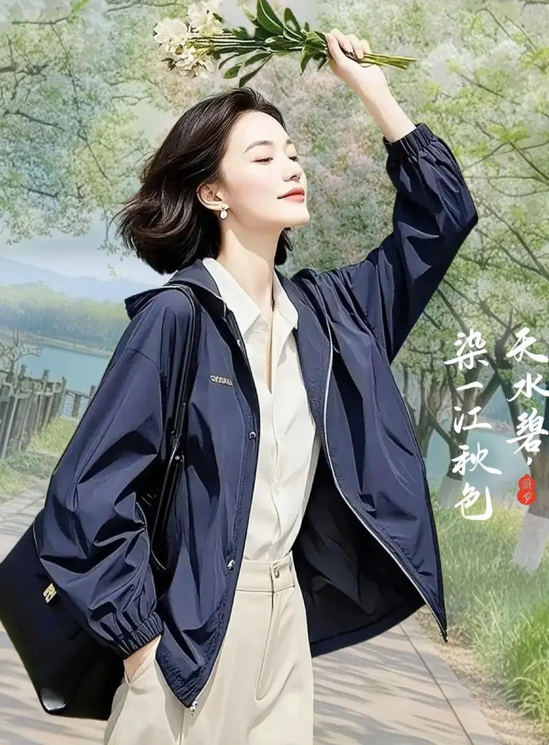 藏蓝色薄风衣怎么搭配图片