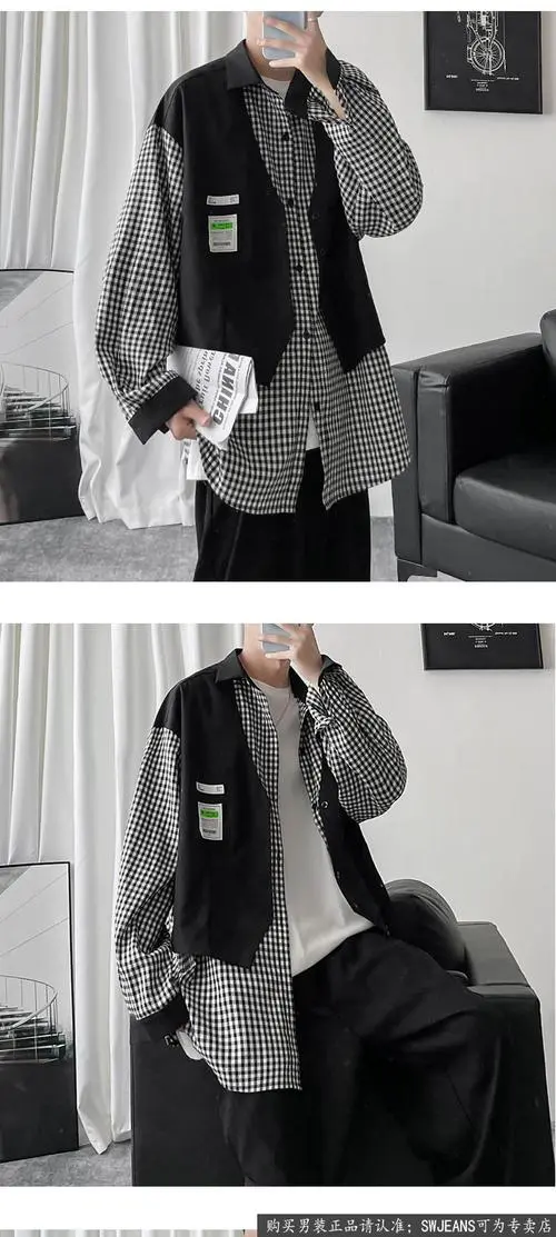 灰色格子长款衬衫外套怎么搭配