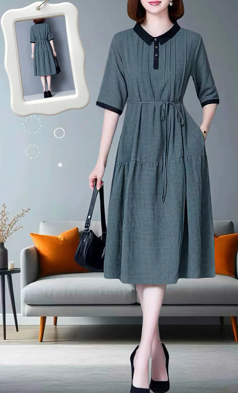 白色格子棉麻连衣裙怎么搭配什么外套