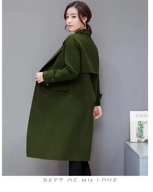 军绿色大衣长款外套怎么搭配图片女