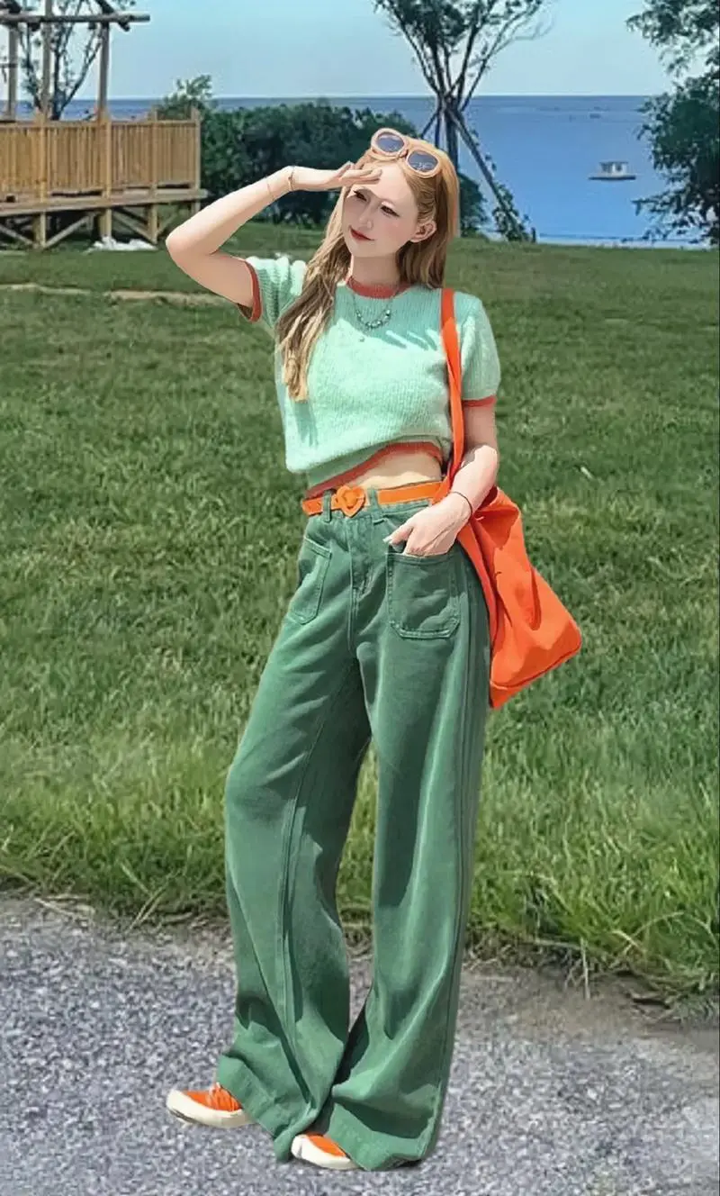 绿色阔腿腿怎么搭配什么外套