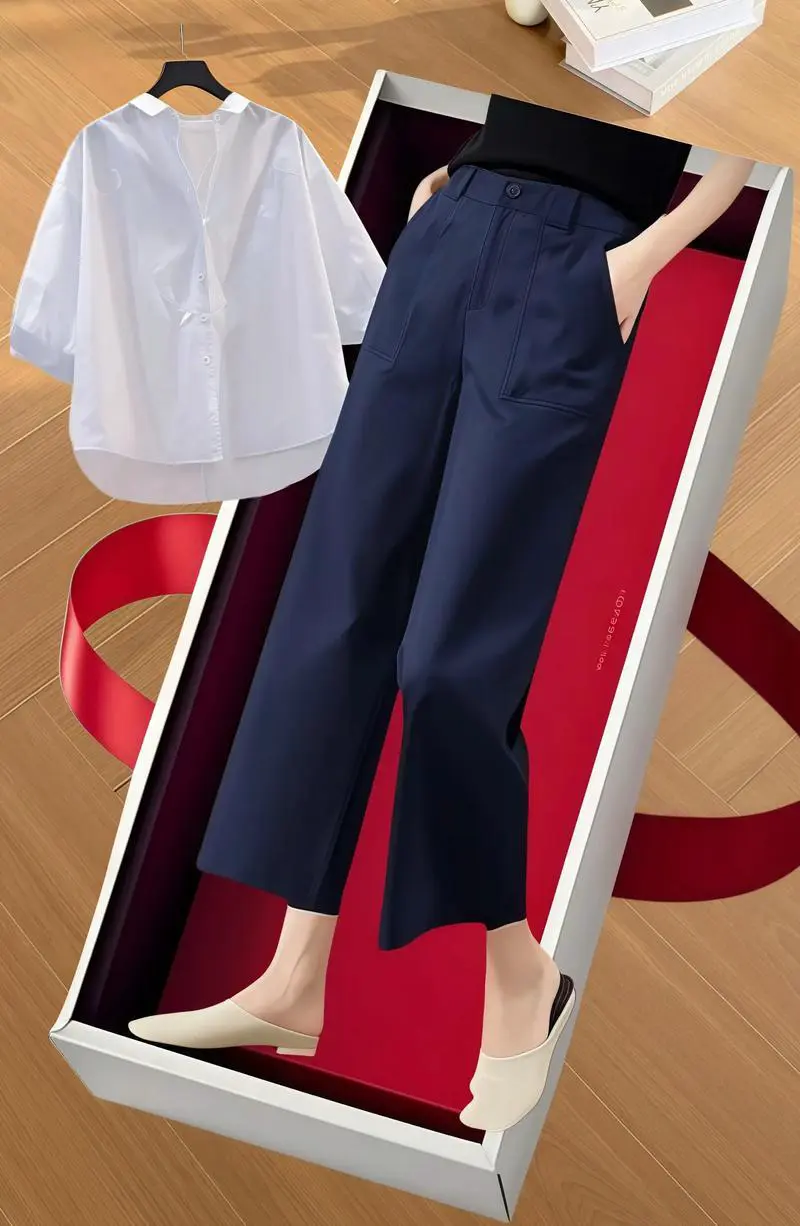 藏青色长裤怎么搭配图片