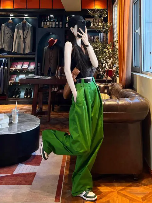 绿色阔腿腿怎么搭配鞋子