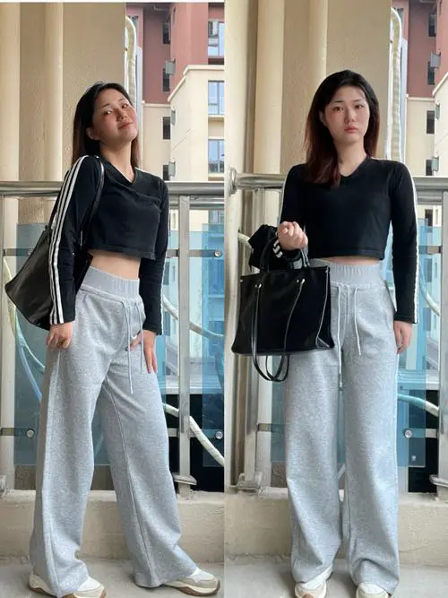 灰色衣服黑色裤子鞋子怎么搭配图片