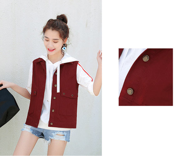 红色牛仔马甲怎么搭配图片欣赏