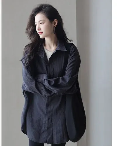 黑色长版衬衫怎么搭配图片欣赏