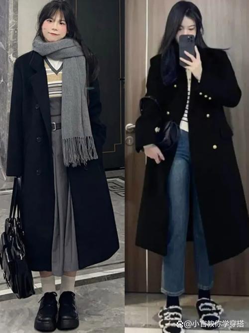 黑大衣怎么搭配什么裙子好看图片