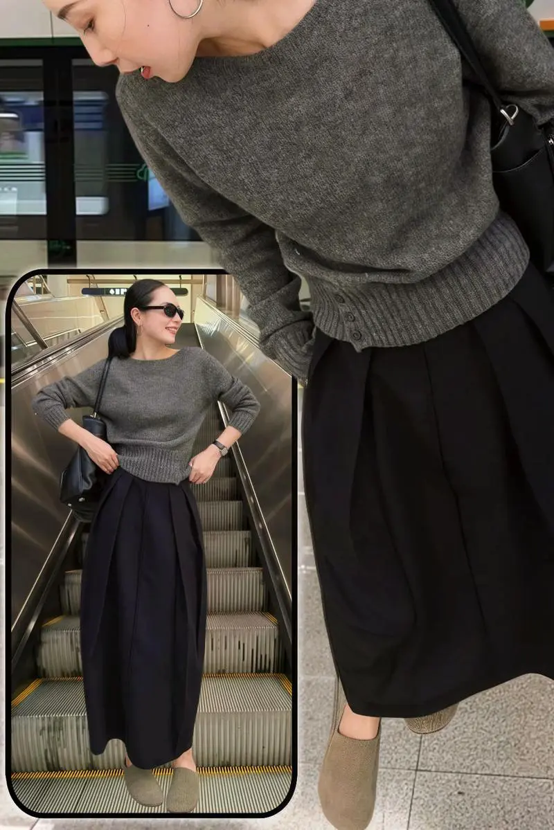 黑色灰色毛衣怎么搭配图片
