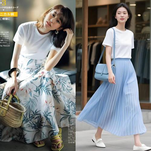 白色长版短袖怎么搭配