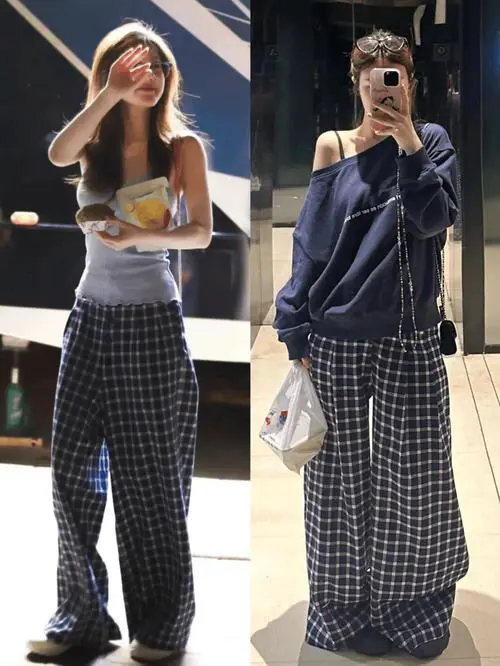 大格子裤怎么搭配图片