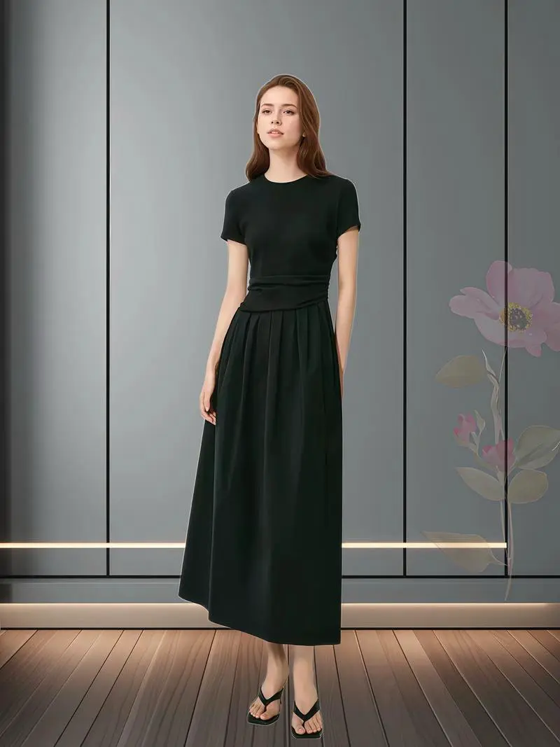 修身纯色裙怎么搭配图片