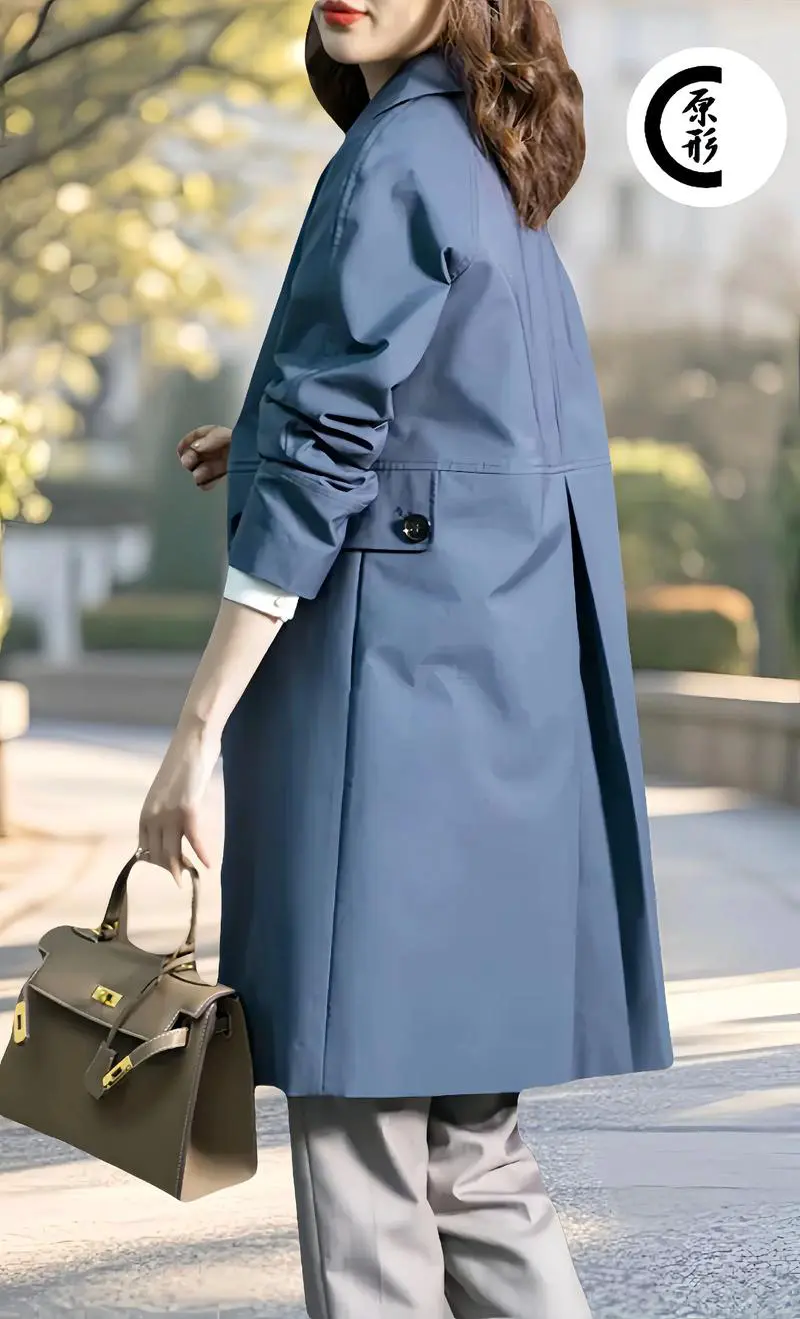 蓝色风衣长款外套怎么搭配