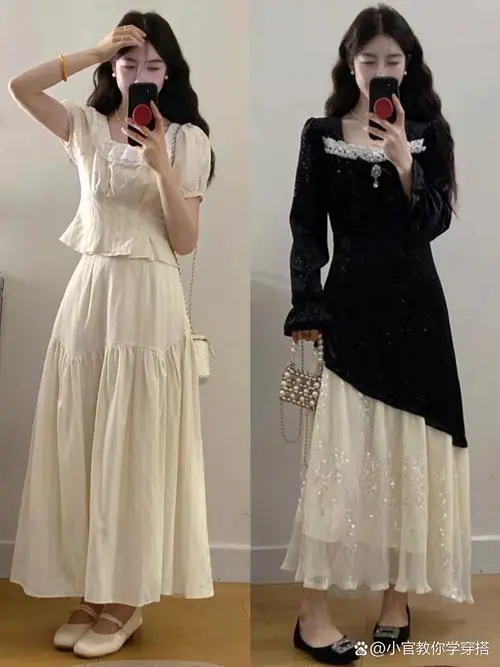 长纱连衣裙怎么搭配图片
