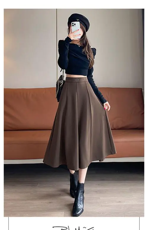 卡其长半裙怎么搭配