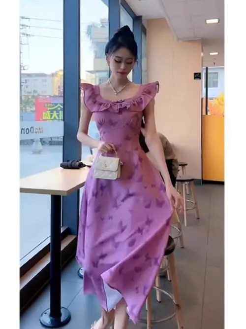 紫色无袖群怎么搭配什么外套