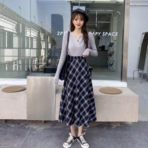 小格子短裙怎么搭配图片