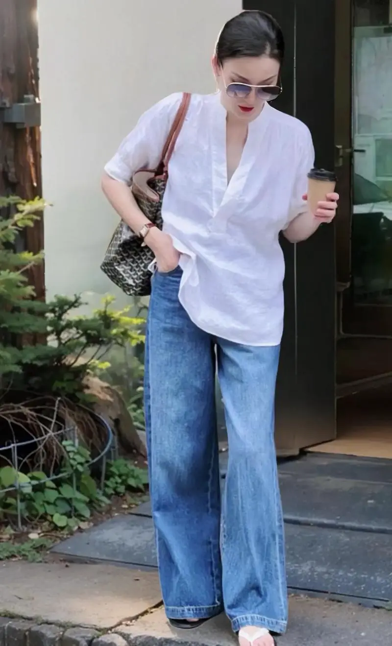 牛仔裤和衬衣怎么搭配好看图片欣赏