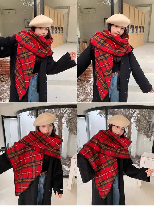 皮肤黑穿红格子衣服怎么搭配什么围巾