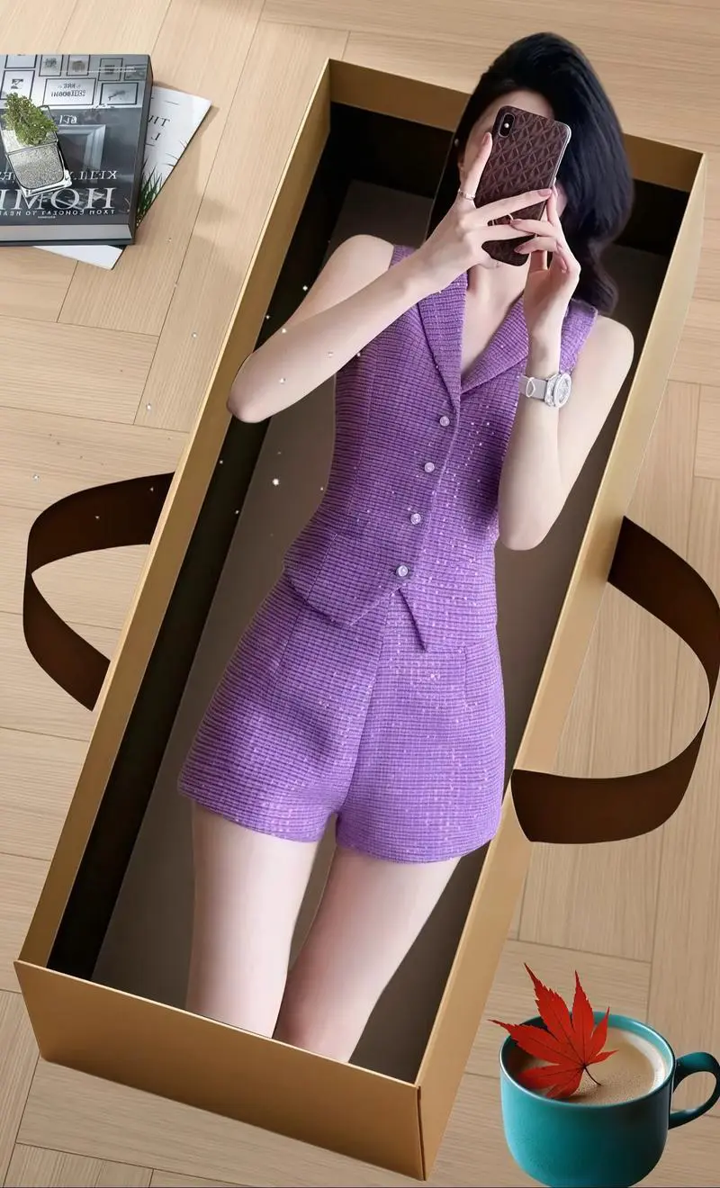 紫色无袖上衣怎么搭配