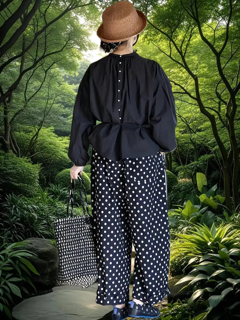 波点阔腿裤怎么搭配