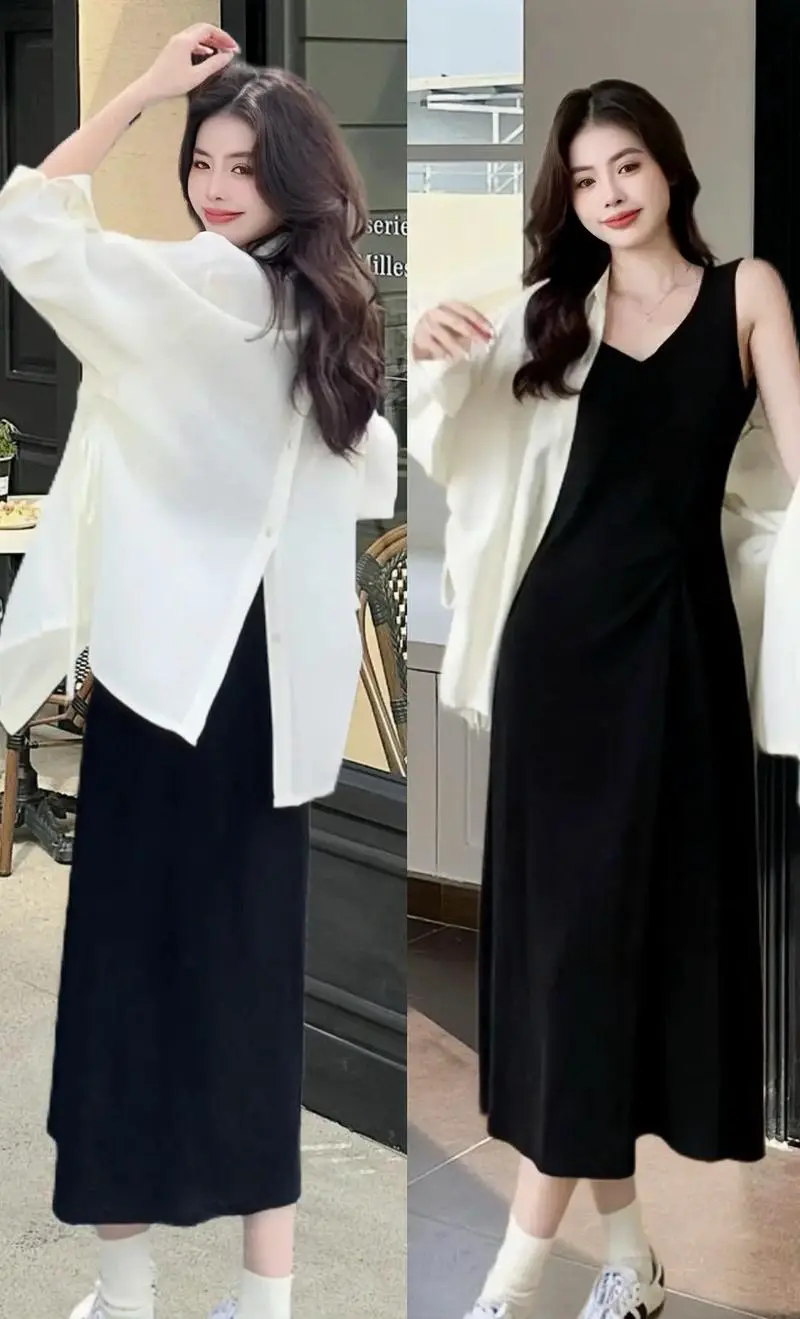 吊带背心裙大了怎么搭配