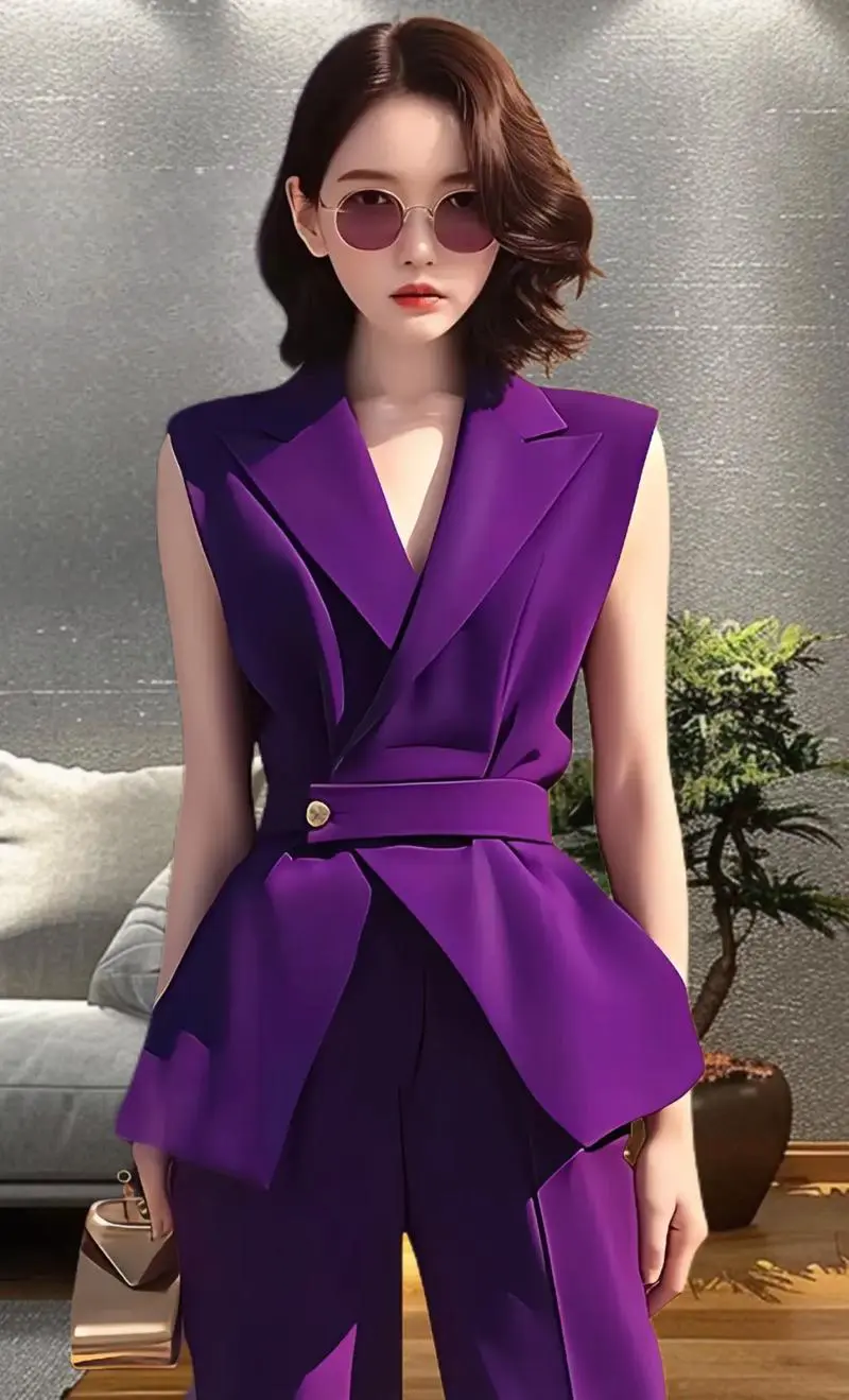 紫色无袖上衣怎么搭配图片欣赏