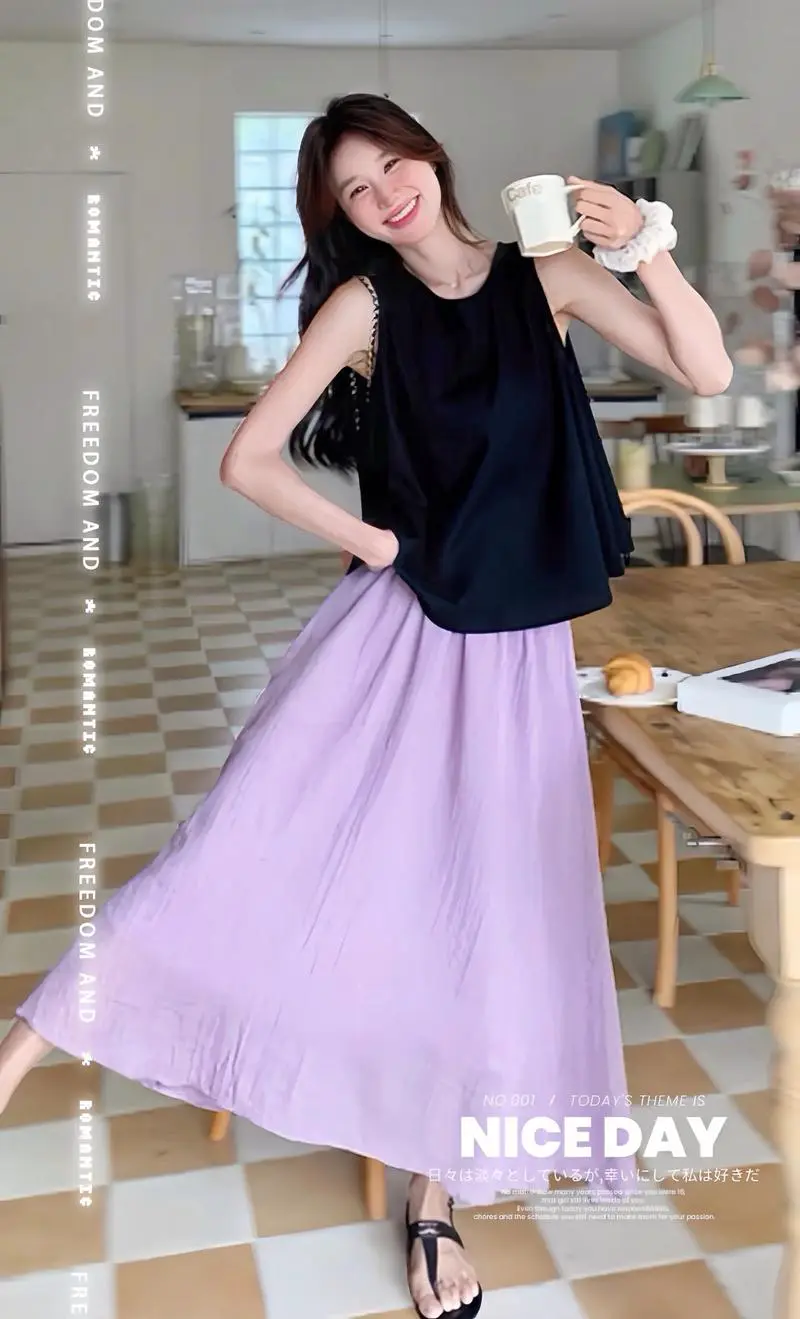 紫色无袖上衣怎么搭配图片欣赏