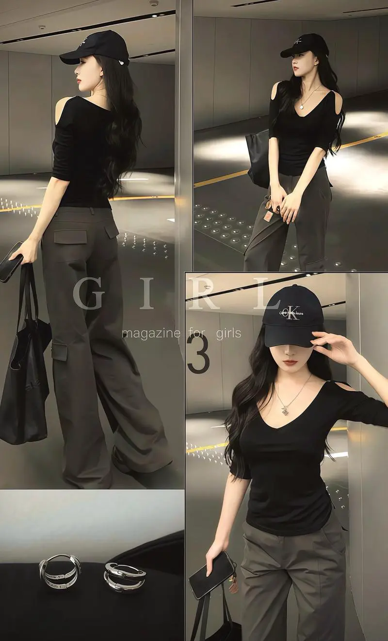 t恤深v怎么搭配