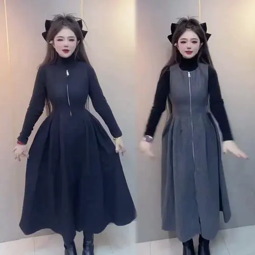 无袖连衣裙冬天怎么搭配外套