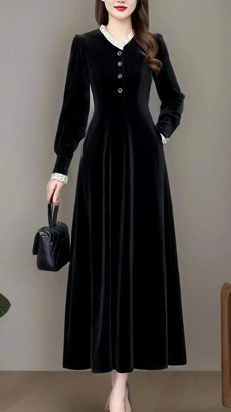 黑色秋冬连衣裙怎么搭配图片