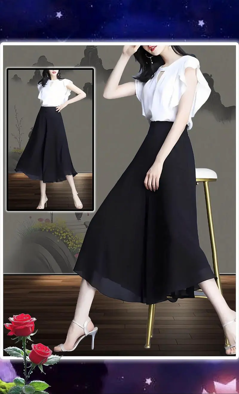 雪纺高腰裙裤怎么搭配