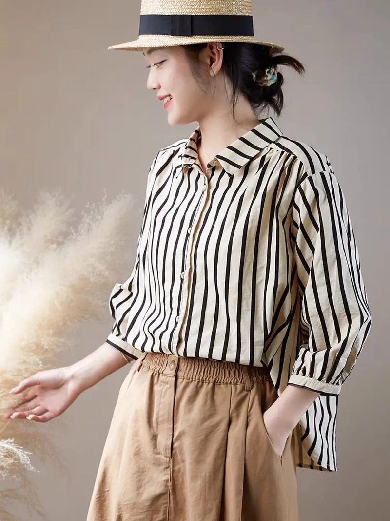 竖条纹长衬衫怎么搭配