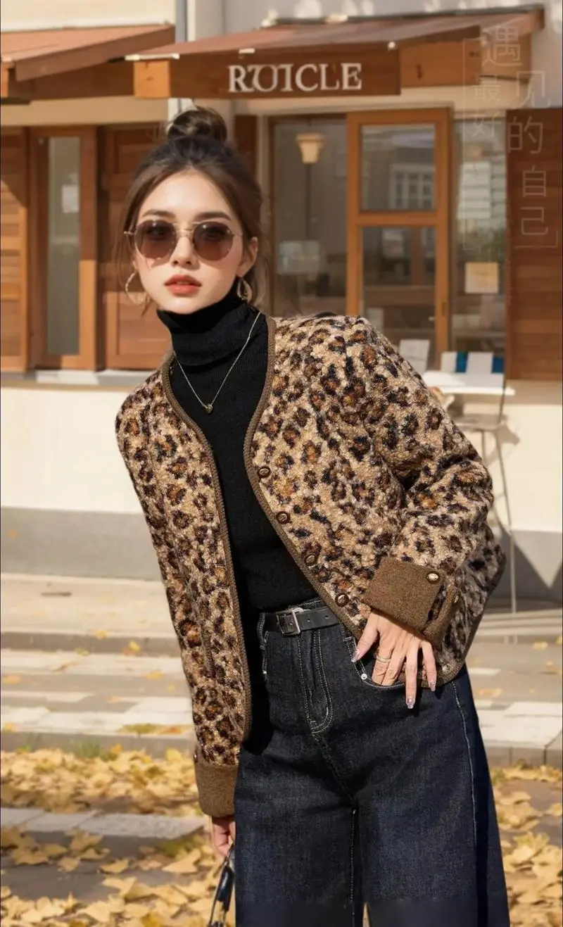 条纹豹纹上衣怎么搭配