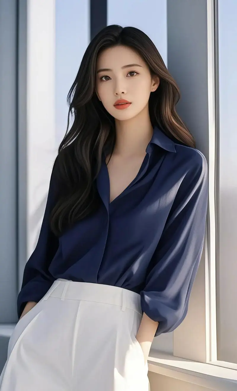 藏青色的衬衣怎么搭配图片