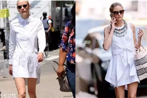 3种衬衫裙时髦不费力，2022细条纹衬衫女款搭配