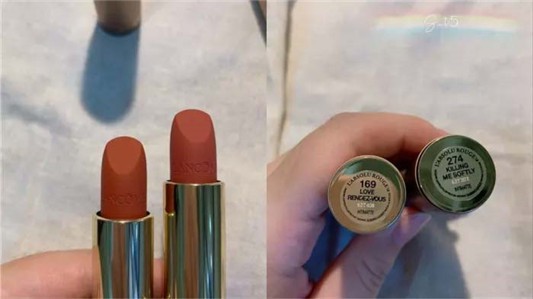 兰蔻口红玫瑰奶茶色274和烂胡萝卜色169色号试色分享 LANCOME 兰蔻 口红 唇膏 试色 第1张