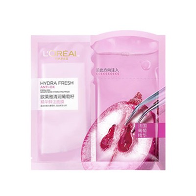 欧莱雅清润葡萄籽精华鲜注面膜「抵御刺激，水嫩Q弹」 巴黎欧莱雅 面膜 第1张