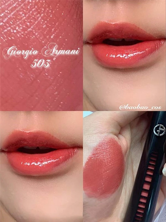 阿玛尼新黑管水唇釉#503色号试色，超像的开架平替解密 GIORGIO ARMANI L'OREAL PARIS 唇釉 小钢笔 巴黎欧莱雅 试色 阿玛尼 第2张