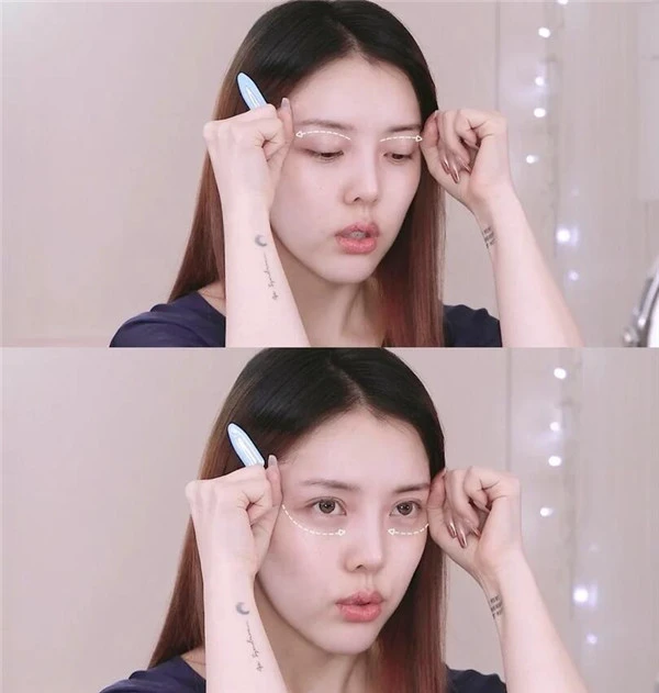 PONY小脸按摩步骤，眼霜用无名指的指腹进行按摩 小脸 按摩 第4张