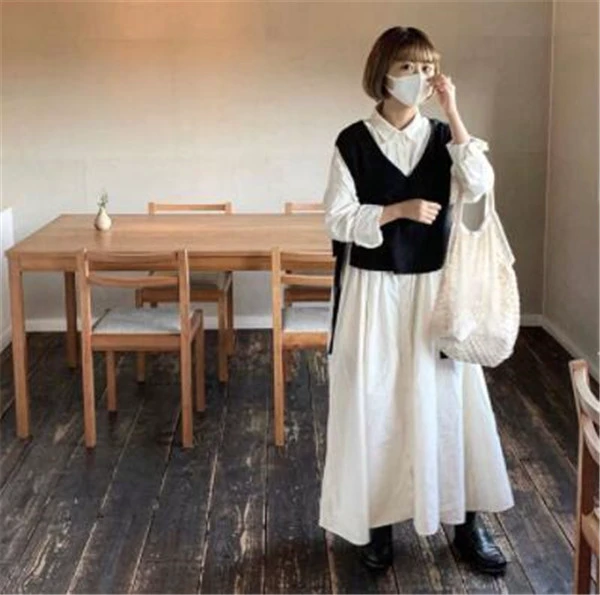 2020年日韩妞多层次穿搭方法，素色衬衫+针织背心超级必备 多层次 穿搭 第4张