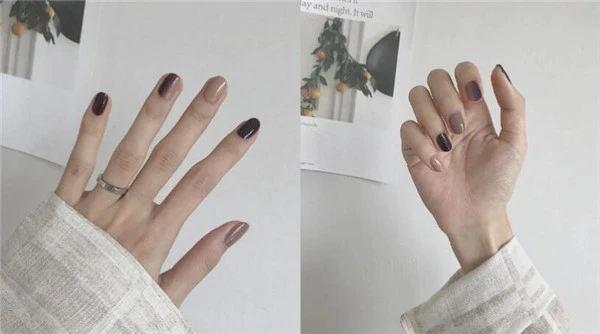 奶咖色美甲各种肤色的女孩都很适合，素面单色就超美 奶咖色 美甲 第4张