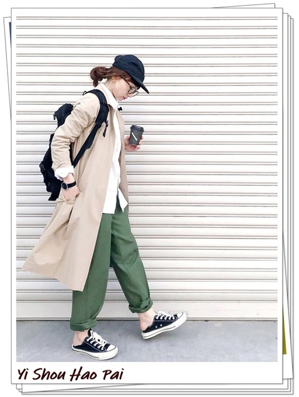 浅米色帆布背包经典休闲轻熟女人，时髦米色外套吸引目光 帆布背包 时髦 第8张