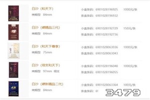 2020年白沙烟全部价格和图片，所有白沙烟价格表图片