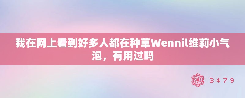 我在网上看到好多人都在种草Wennil维莉小气泡，有用过吗